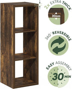 Furinno Cubicle Open Back Decorative Cube Storage Organizer, 3-Cube, Amber Pine