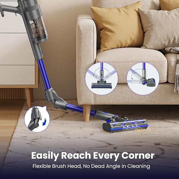 650W Cordless Vacuum Cleaner, 45KPA Suction Power, 70-Minute Runtime, Handheld & Foldable Design, Ideal for Pet Hair, Carpets, Hardwood & Bare Floors – Premium Home Cleaning Solution