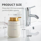 Enra Ceramic Soap Dispenser,12 oz Hand Lotion Dispenser with Gold Pump,Refillable Dish Soap Dispenser,Modern Liquid Soap Dispenser for Bathroom,Kitchen with Easy-to-Press Pump