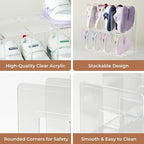 4 Pack Clear Acrylic Kids Shoe Rack for Closet Organizers and Storaget, Baby Shoe Storage Small Shoe Rack 4 Sections Kids Shoe Organizer Stackable,Desk File Sorter Book Purse Organizer