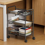 3 Tier Rolling Cart, Rust-Resistant Mesh Wire Metal Utility Cart with Wheels & 4 Side Hooks, Tool-Free Assembly, for Kitchen, Bathroom, Laundry Room, Living Room, Pantry, Dorm