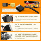 Grill Brush Bristle Free, Grill Brush with 5 Replacement Heads, Grill Cleaner Brush for Outdoor Grill, Cast Iron, Stainless Steel Grates, Grill Scraper Outdoor BBQ Grill, Dad Father Gift, Black