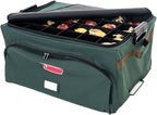 TreeKeeper (Green Christmas Ornament Storage Box with Dividers) - Deluxe Ornament Keeper - Holds 72 Ornaments up to 4 Inches in Diameter | 3 Removable Trays with Separators | Acid-Free Fabric Lining