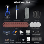 Drywall Sander, 1000W Popcorn Ceiling Removal Tool, Foldable Automatic Drywall Sander with Vacuum Dust Collection, LED Light, 6 Variable Speed 800-2200RPM,15Pcs Sanding Discs (Blue）