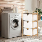 Yosoo 3 Tier Laundry Hamper Organizer with Towel Cabinet Handles, Large Capacity Box Shelf, Compact Design for Bathroom Bedroom Living Room, Ideal Storage Organizer (White)