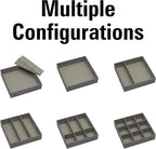 Household Essentials 3 Piece Drawer Organizers Starter Set, Customizable Inserts, Large Tray and 2 Small Trays, Silver