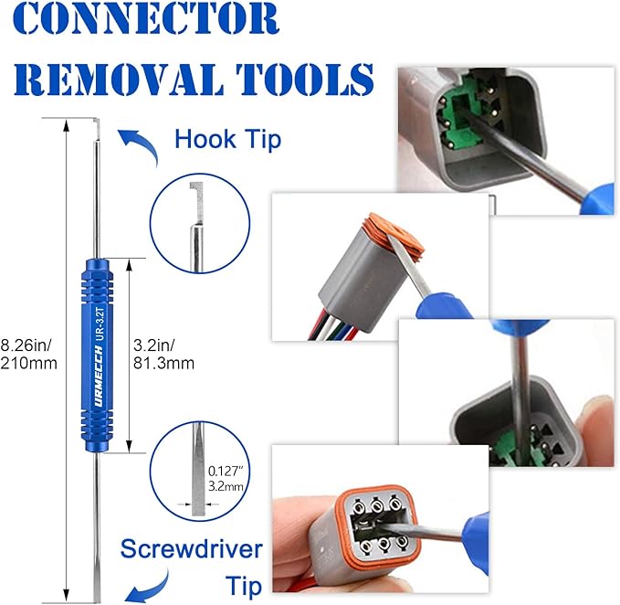 Terminal Removal Tool Kit for Deutsch Connectors, Depinning Tools Electrical Pin Extractor with Magnetic Phillips Screwdrivers 32Pc