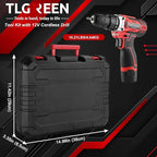 TLGREEN 138 Pcs Tool Set with 12V Cordless Drill –Power Hand Tool Kit with Magnetic Drill Bit Set, 2-Speed Control & Fast Charging,Home Tool Kit for DIY, Repairs,Lightweight Toolbox for Men & Women