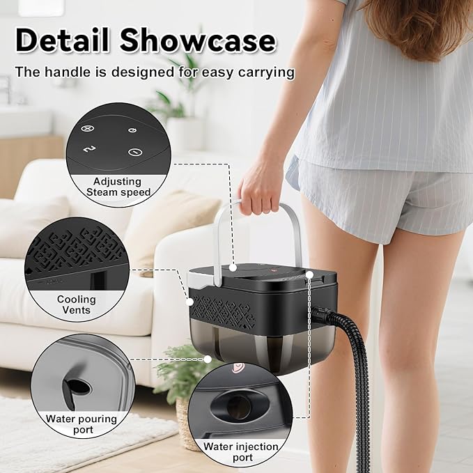 Steam Cleaner for Home, 2500W Portable Handheld Steamer for Cleaning, Large Capacity Tank Pressurized Steam Cleaning Machine for Car, Bathroom, Kitchen, Furniture, Grout, Floor, Tile