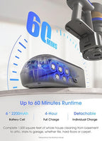 UNINELL HOME Cordless Vacuum Cleaner,45000Pa/450W Vacuum Cleaners for Home with 60Mins Runtime,Lightweight Anti-Tangle Stick Vacuum,Wall-Mount Charging,Vacuum Cordless with Attachments for Pet Hair