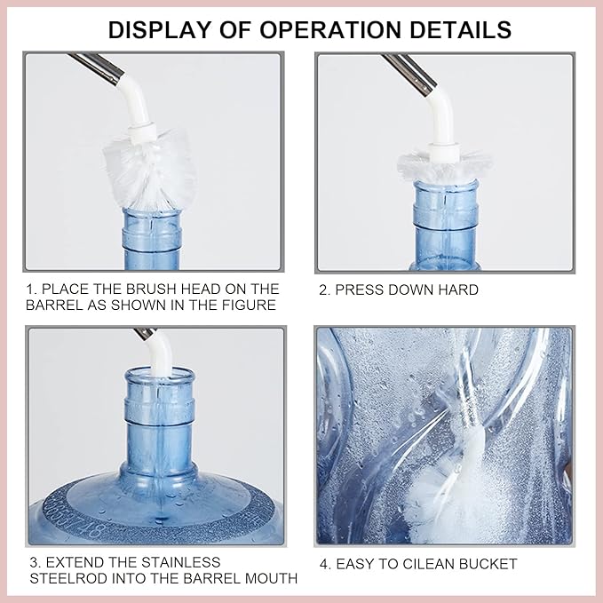 Stainless Steel Water Bucket Bottle Brush, Long Handle Scrubbing Brush, Suitable for Cleaning 1 to 5 Gallon Buckets, 25 in