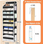 WISELIFE Over The Door Organizer - 5 Shelves Large Capacity Hanging Bedroom Storage Solution with Side Pockets for Dorm Bathroom Pantry Nursery and Baby Essentials Holds up to 40 Lbs (Black)