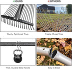 Expandable Rake for Leaves, Garden Leaf Rake for Lawns with 8-17“ Width & 65” Height - Lightweight Metal Yard Rakes for Women & Kids, for Pine Needles, Grass, Dog Poop - Easy Storage for RV & Camping