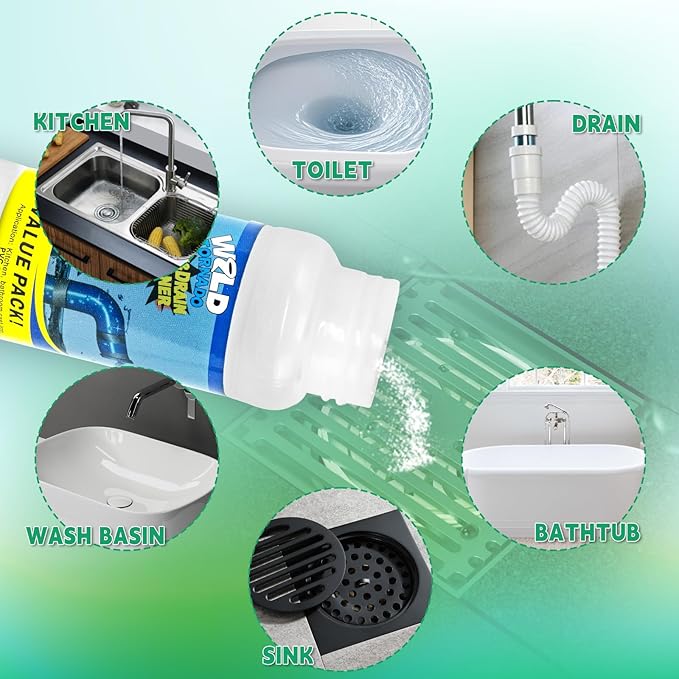 Drain Cleaner Powder, Powerful Pipeline Dredging Agent, Kitchen Unblocker, Sink and Drain Cleaner Powder for Kitchen Toilet（6Pcs）