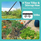 Upgraded Hula Hoe and Garden Hoe, Stirrup Hoe with Adjustable Handle for Weeding Digger loosening Soil Metal Garden Cultivator Hula Hoe with Rake Tiller Cultivator (30-62 Inch)