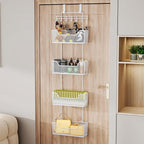HapiRm Over Door Organizer Storage - Hanging Door Organizer with 4 Metal Large Capacity Baskets and Adjustable Coat Hook for Bathroom Bedroom Kitchen Pantry Closet Cabinet