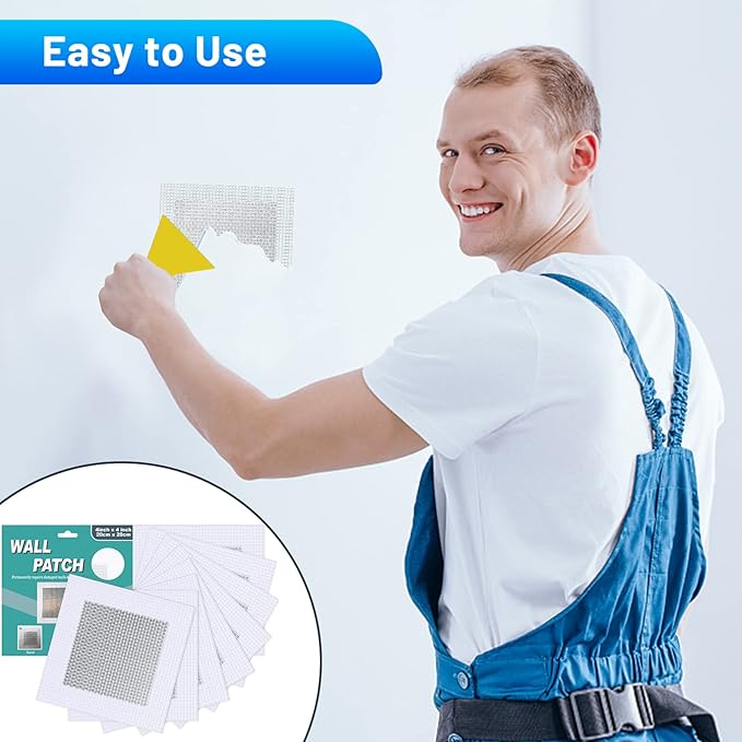 Mckanti 8 Pack 4 Inch Drywall Repair Kit, Aluminum Drywall Patch Wall Repair Patch Kit, Large Hole Patch Repair for Drywall,Heavy Duty Dry Wall Hole Repair Patch