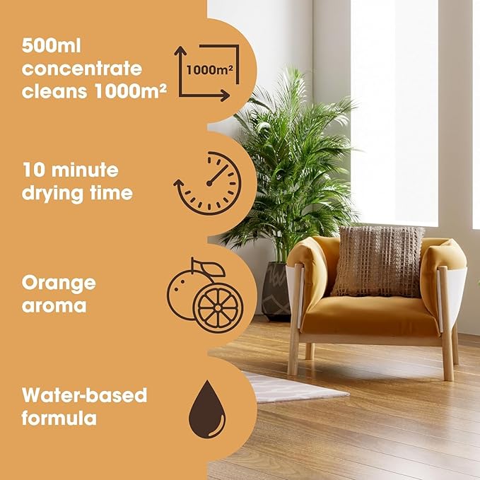 Furniture Clinic Wood Floor Cleaner | Dilutes to 170 FL Oz | Cleaning Concentrate | Formulated for Hardwood and Engineered Wooden Flooring | Quick-Drying with Orange Oil