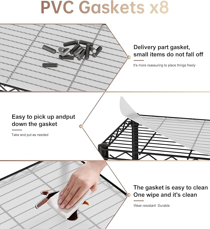 SINGAYE 8 Garage Heavy Duty Shelving Unit Kitchen Pantry Close Home Organizers and Storage Bathroom Shelf Laundry Room Organization Industrial Book Metal Wire Adjustable Shelves