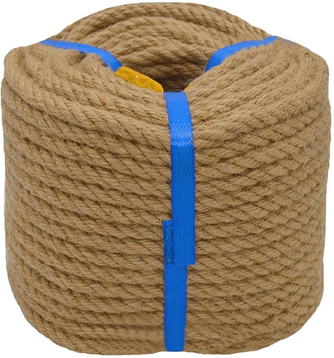 Natural Jute Rope Hemp Rope (6 mm x 165 ft) Strong Jute Twine for DIY Crafts, Cat Scratch Post, Gardening, Decorating