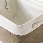 TheWarmHome Storage Basket for Organizing- 15.7x11.8x8.2 inch 1 Pack Fabric Storage Cubes for Shelves Organizer Book Gift Laundry Box Cloth Toy (Whiet & Khaki)