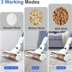 Whall Cordless Vacuum Cleaner, Lightweight Stick Vacuum with 55mins Runtime, Powerful Suction, Rechargeable Cordless Vacuum for Carpet, Tile, Pet Hair, Hardwood Floors,Brushless Motor.White