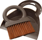 Round Handle Brush and Dustpan Set Small Broom & Dustpan Portable Handheld Sweeper for Desktop Sofa Floor Pet Nest (Coffee)