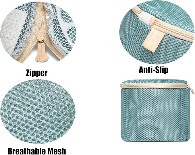 2 Pack Bra Laundry Bags for Washing Machine, Delicate Underwear Wash Bags with Anti-Deformation Structure & Fixed Friction Plates