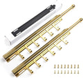 BaiNong 16.5" Valet Rod for Closet Pull Out With 6 Hooks Valet Rods for Closets (2Pack Gold) Closet Valet Rod Slide Out