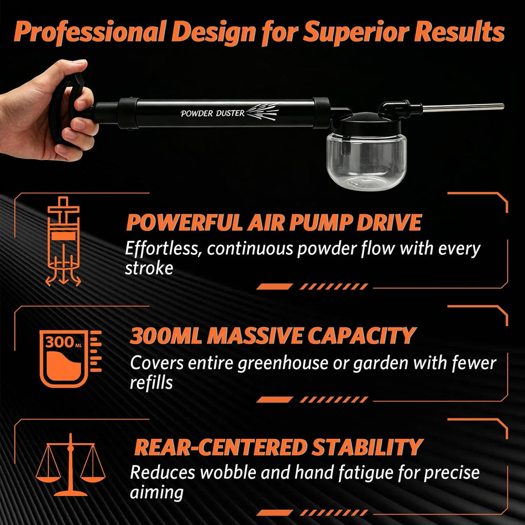 Diatomaceous Earth Powder Duster, 4.6 FT Adjustable Length Pump Applicator with Adjustable Powder Flow, Portable Dispenser & Sprayer for DE Dust Application