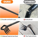 Hula Garden Hoe and 4 Tines Rake 2-in-1 Garden Tool for Weeding, Garden Cultivator with 62.6" Adjustable Long Handle Heavy Duty Weed Puller Stirrup Hoe for Ditching, Seeding, Loosening Soil