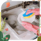 3 Pcs Dual Sided Scrub Sponge Multi Functional Cute Temperature Sensitive Non Scratch Dish Sponge for Washing Dishes Kitchen Bathroom (Cat,Green, Orange, Blue)