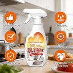 2PCS Heavy-Duty Oil Cleaner Stains,Clean Up Kitchen Oil Stains Spray,Multi-purpose Clean Up Kitchens Heavy Oil Duty,with 5 Sponge Scourers