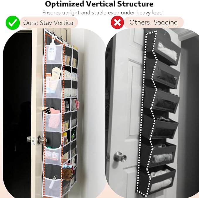 Over the Door Organizer 5 Tiers, Extra Large Behind Door Storage of 10 Compartments, 80 lbs Weight Capacity Over Door Organizer, Door Hanging Organizer for Closet, Diaper Organizer, Room storage | Behind Door Storage, Over Door Organizer, Room storage