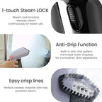 Osner Handheld Garment Steamer for clothes, 1450W Quick Heat Auto-trigger, Compact Travel Steamer, Clothes Steamer, Fabric Wrinkle Remover with Lint Brush Steam Nozzle (8.2 ft cord, White Plus)