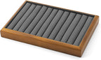 Oirlv Solid Wood 11 Slots Ring Tray Jewelry Organizer Tray Jewelry Drawer Organizer(Grey)