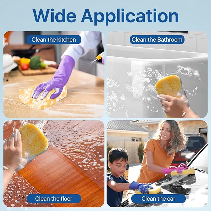 24 Pcs Large Cleaning Sponge, 7.5 x 5.5 x 1.9 Inch Grout Sponge, Yellow Car Wash Sponge, Multipurpose Large Sponges for Cleaning Kitchen, Window, Car, Bicycle