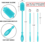 12.5” Silicone Bottle Brush & Straw Cleaner Brush Set | Water Bottle Cleaner for Hydro Flasks, Tumblers, Glassware, Vases and Narrow Neck Containers