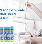 Large Lint Rollers for Carpet, Sticky Rollers for Floor DELOMO 9.45 in with 3 Extendable Handle, Long Handle Sticky Mop for Cleaning Carpets, Cars, Clothing, and Pet Hair