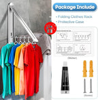 Wall Mounted Clothes Drying Rack - Foldable Indoor Laundry Rack,Space Saving Collapsible Clothes for Bathroom, Dorm, Apartment, RV, Laundry Room Organization.(Silver-Aluminum)