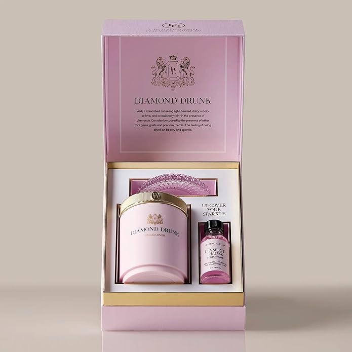 Diamond Drunk The Starter Collections - Non-Toxic, Fine Jewelry Cleaning Kit for Diamond, Gold, & Platinum Rings & More - 2 Months Supply of Safe, Sustainable Cleaner to Restore Shine - Patented Bauble Basket & Reusable Vessel