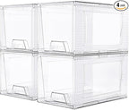 JollyPack 4 Pack Clear Stackable Storage Drawers, Easy to Assemble Multi-Use Bathroom Organizers and Storage, Suitable for Vanity, Bathroom, Makeup, Under Sink, Office, Kitchen and Pantry