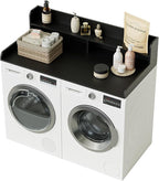 2-Tier Washer Dryer Countertop, Laundry Room Organization and Storage, 27.6" x 54" Wood Laundry Countertop for Washer and Dryer, Black