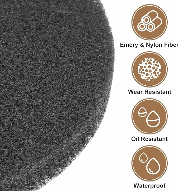 HARFINGTON 16pcs Scrubber Scouring Pads 1200 Grits 4 Inch Drill Power Brush Hoop and Loop Surface Conditioning Disc Drill Scuffing Disc Scrub Pads for Home Kitchen Cleaning, Light Gray