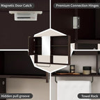 Wooden Bathroom Organizers, Over The Toilet Storage Cabinet with 2 Doors, Adjustable Shelves & Towel Bar, Wall Mounted Medicine Cabinet for Laundry with Mirror, Espresso