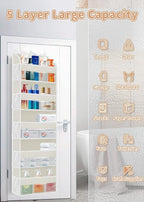 TAHAVICE 1 Pack Over The Door Storage Organizer with 5 Pockets 10 Mesh Pockets, 44 lbs Weight Capacity Door Hanging Organizers and Storage for Bedroom,Bathroom,Nursery,Kidroom,Babyroom
