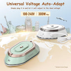 Newbealer Travel Iron with Global Voltage, 100-240V Mini Dry Iron for Clothes (No Steam), Max 300W, 60s Heat Up, 302℉ Non-Stick Ceramic Soleplate, 0.8lbs Ultra-Lightweight (Silver)