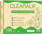 Laundry Detergent Sheets Up to 160 Loads, Wild Mint - Great For Travel,Apartments, Dorms,CLEARALIF Laundry Detergent Strips Eco Friendly & Hypoallergenic - 80 Sheets