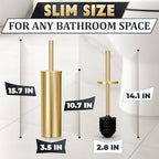 2 PCS Gold Toilet Brush and Holder Set - Brushed Stainless Steel Gold Toilet Bowl Brush and Holder with Replacable Head, Removable Inner Bowl, and Splash Protection - Dense Bristles for Cleaning