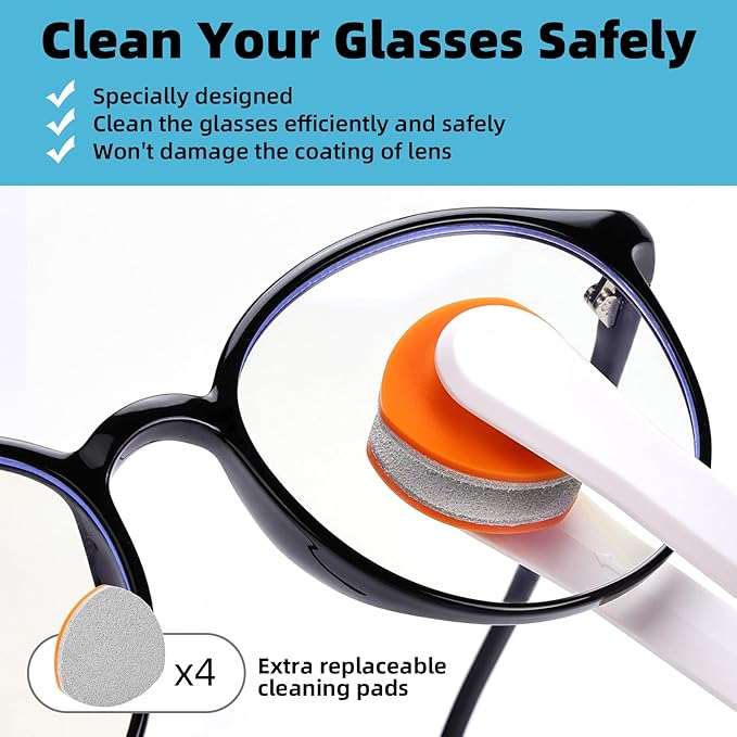 Glasses Cleaner Kit Eyeglass Cleaner, Anti Fog Spray with Microfiber Lens Cleaning Cloth, Glasses Repair Tool with Screws, Portable Travel Eyeglasses Cleaning Kit with Case, White